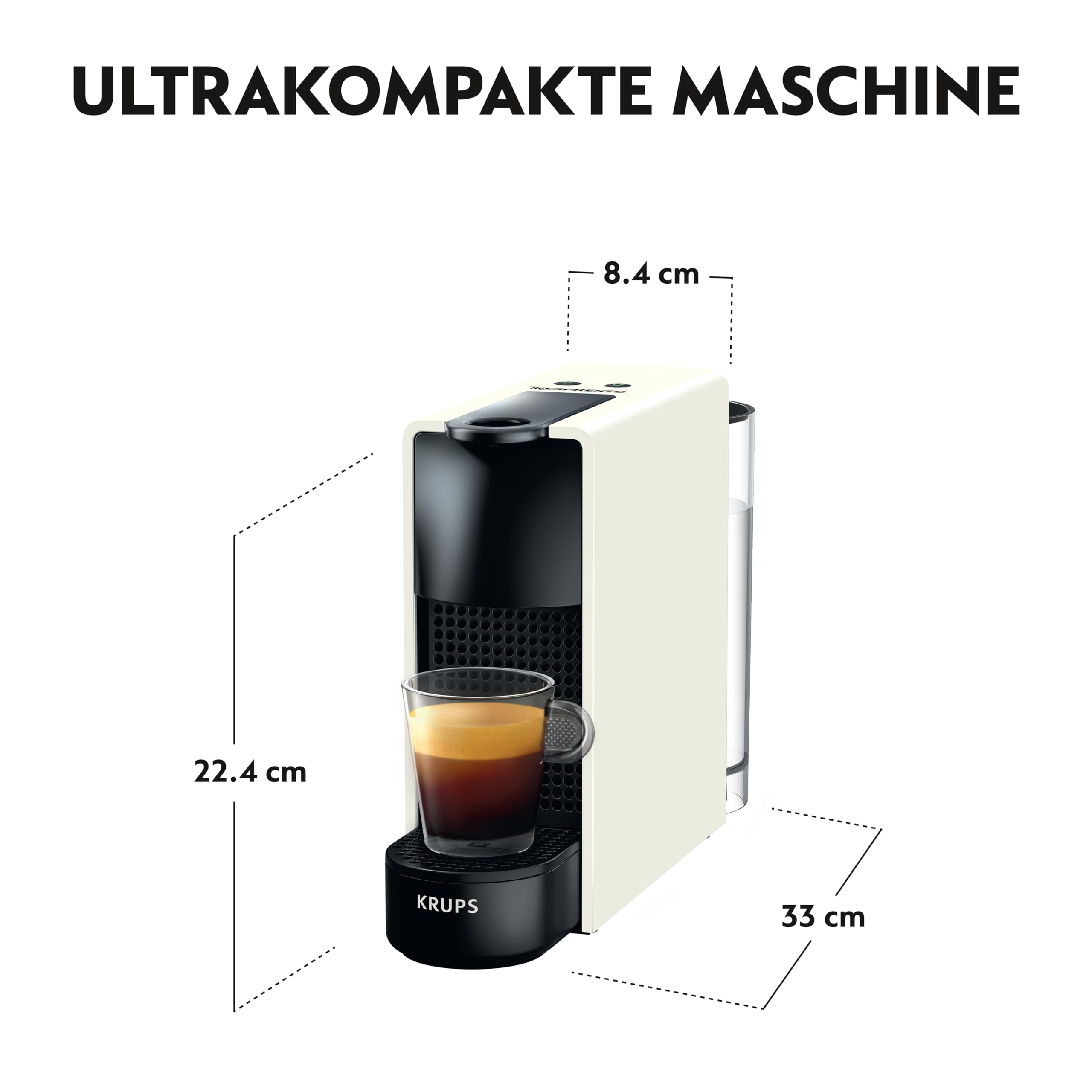 Essenza Mini XN1101 – Kapselmaschine, 19 Bar, Ultrakompakt, Pure White – Premium Uswahl