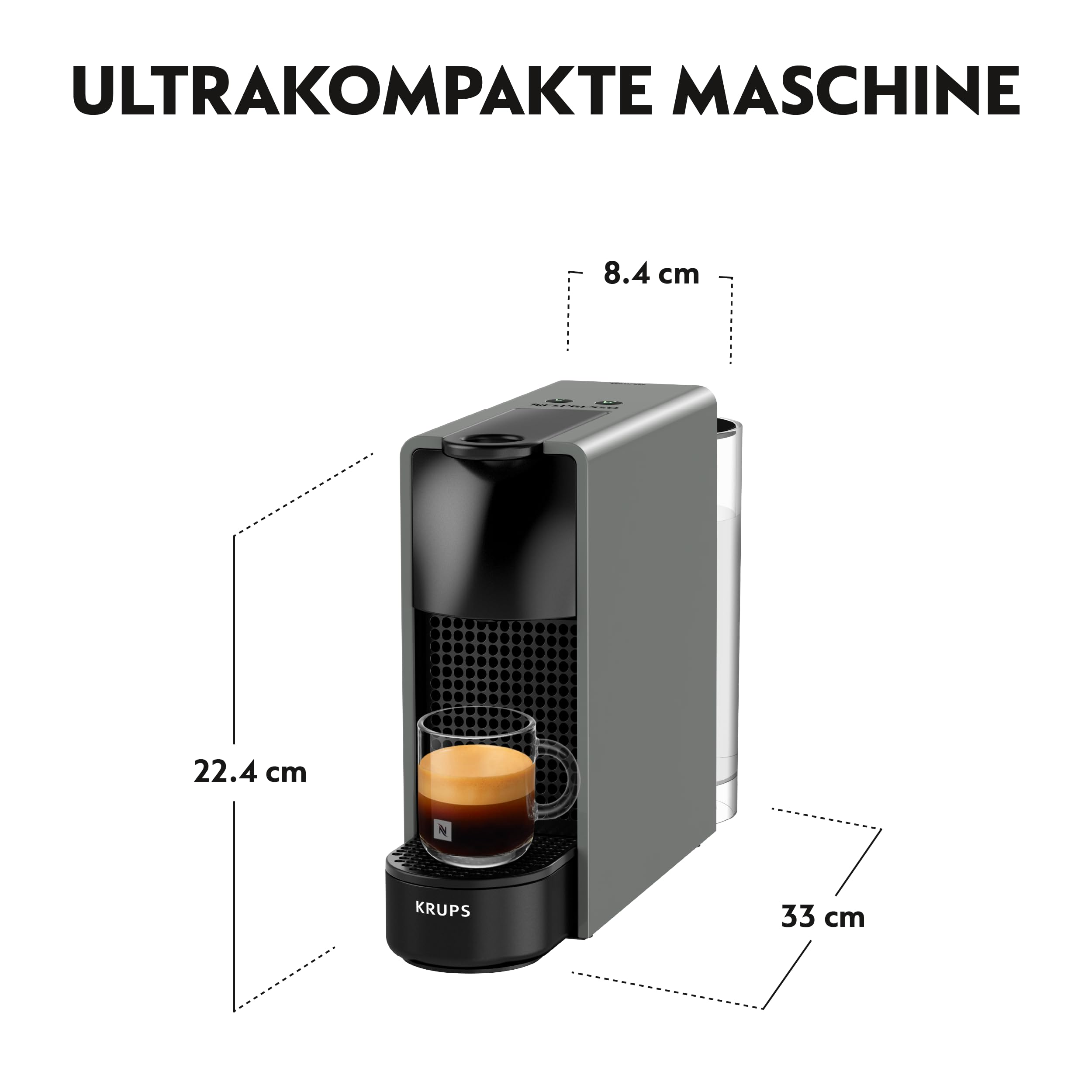 Essenza Mini XN110B – Kapselmaschine, 19 Bar, Ultrakompakt, Grau – Premium Uswahl