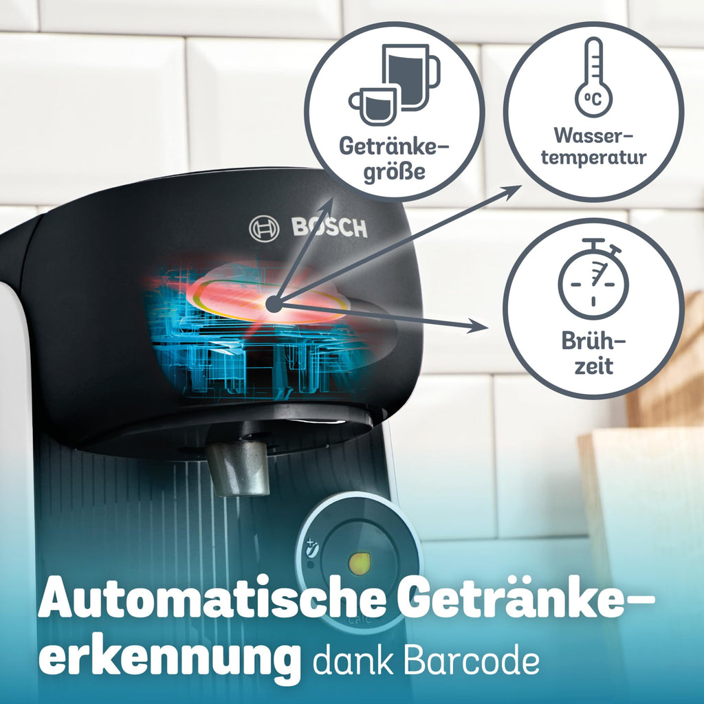 Tassimo Finesse TAS1104 – Kapselmaschine, IntensityBoost, über 70 Getränke, 1400W, Weiss/Schwarz – Premium Uswahl