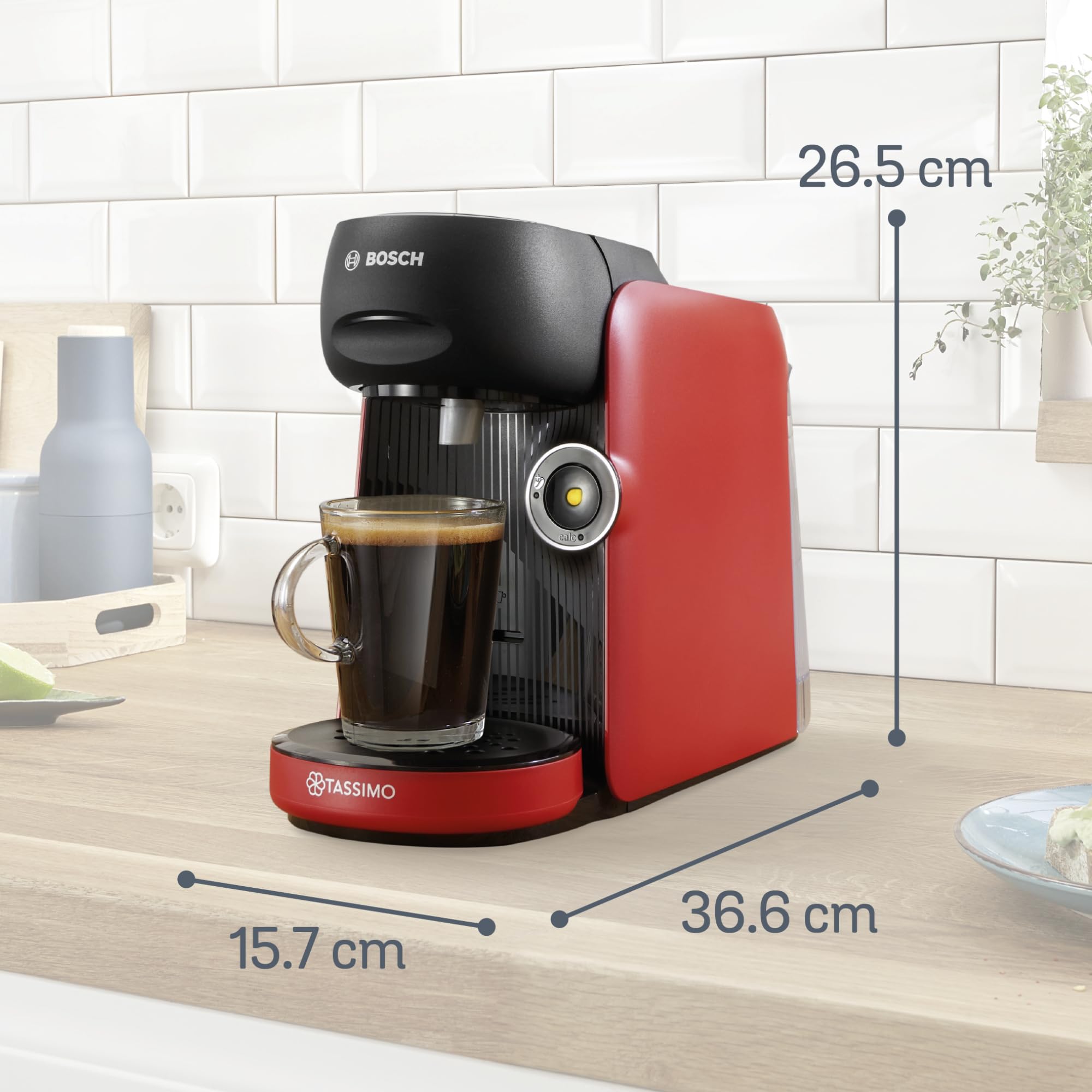 Tassimo Finesse TAS163E – Kapselmaschine mit IntensityBoost, über 70 Getränke, 1400W, Rot/Schwarz – Premium Uswahl