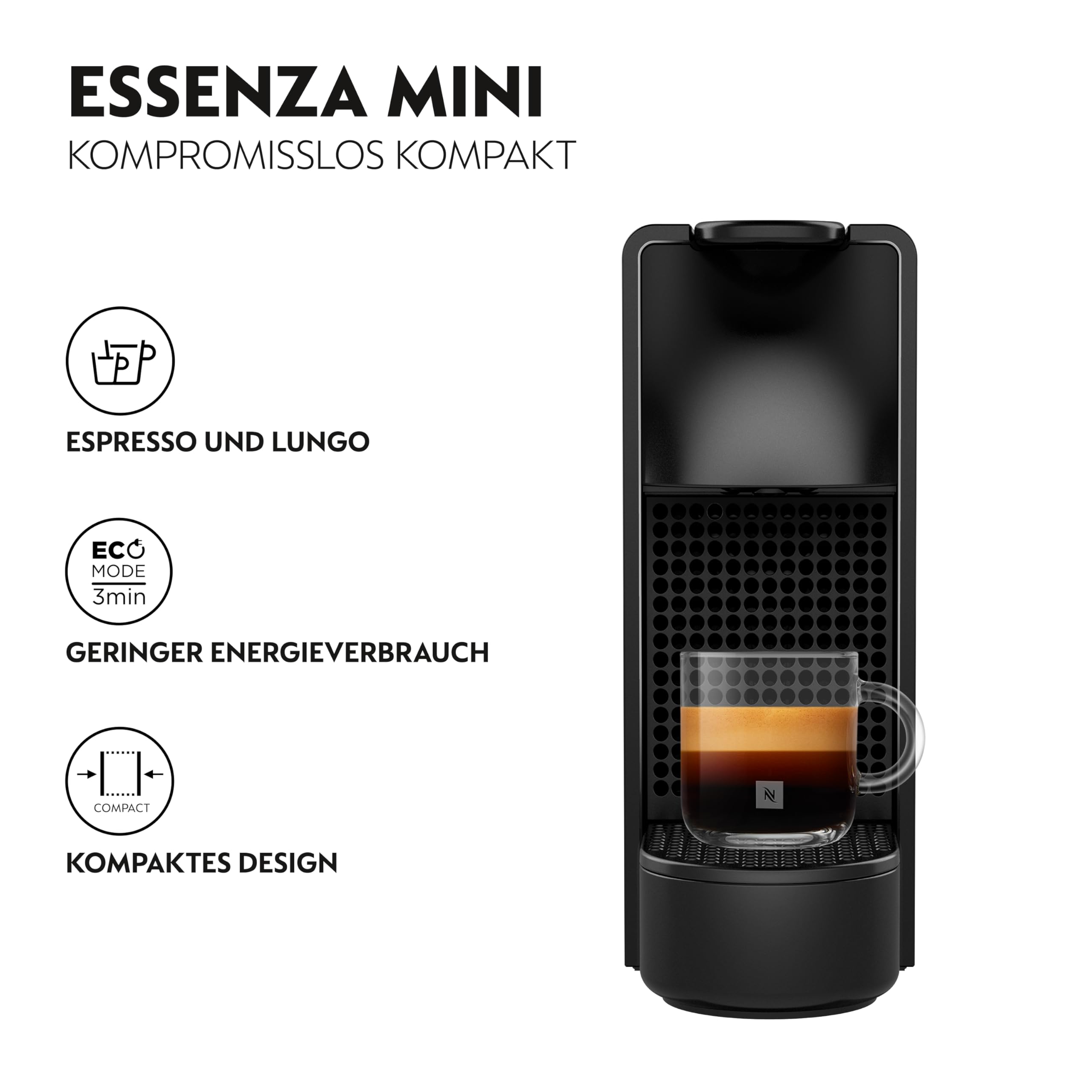 Essenza Mini XN1108 – Kapselmaschine, 19 Bar, Energieklasse A, Schwarz – Premium Uswahl