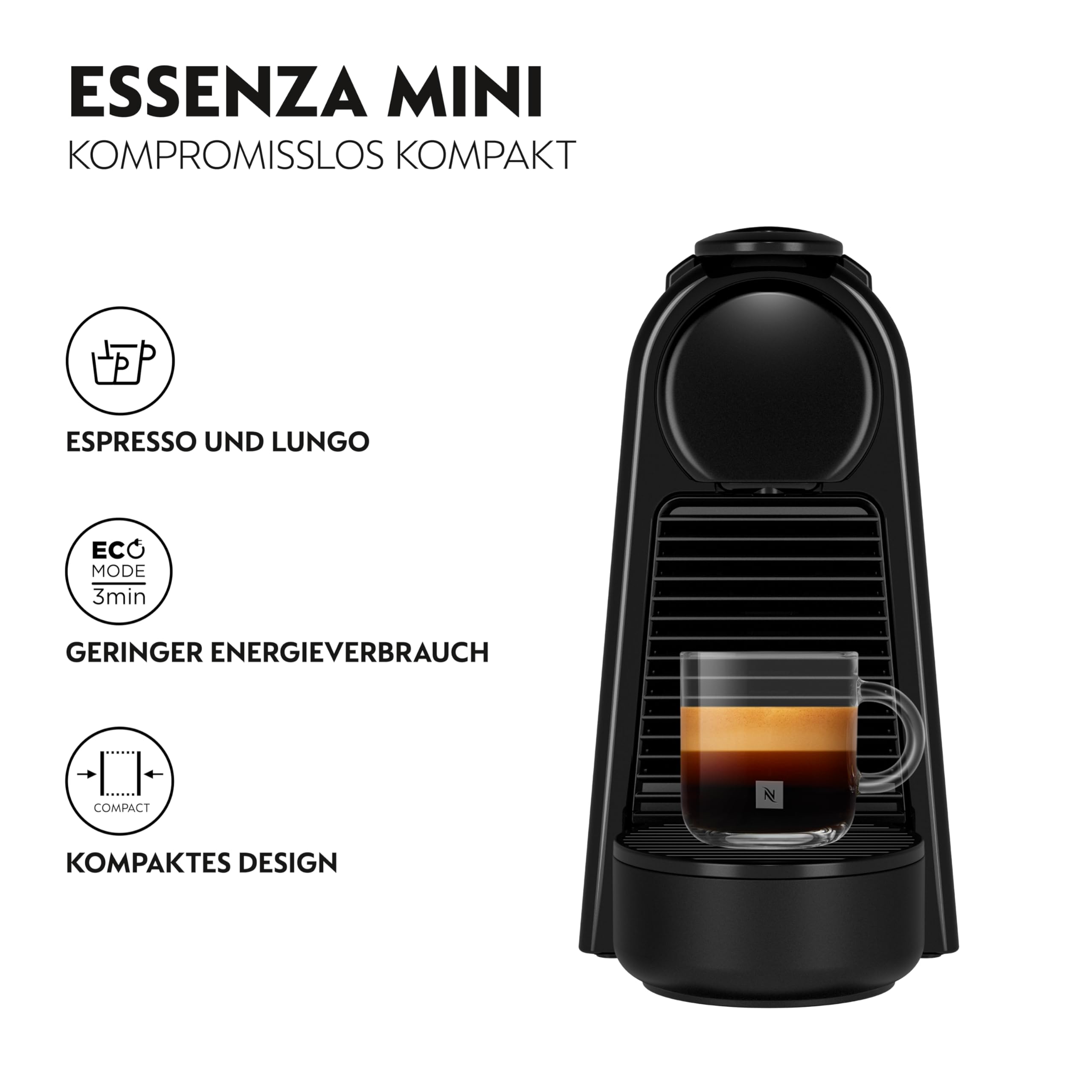 Essenza Mini EN85.B – Kapselmaschine, 19 Bar, Schwarz – Premium Uswahl