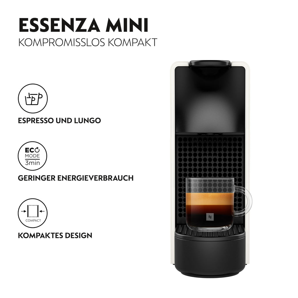 Essenza Mini XN1101 – Kapselmaschine, 19 Bar, Ultrakompakt, Pure White – Premium Uswahl