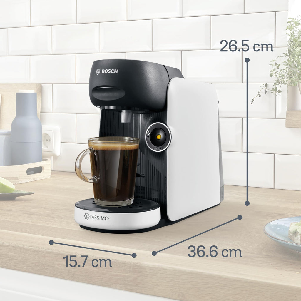 Tassimo Finesse TAS1104 – Kapselmaschine, IntensityBoost, über 70 Getränke, 1400W, Weiss/Schwarz – Premium Uswahl