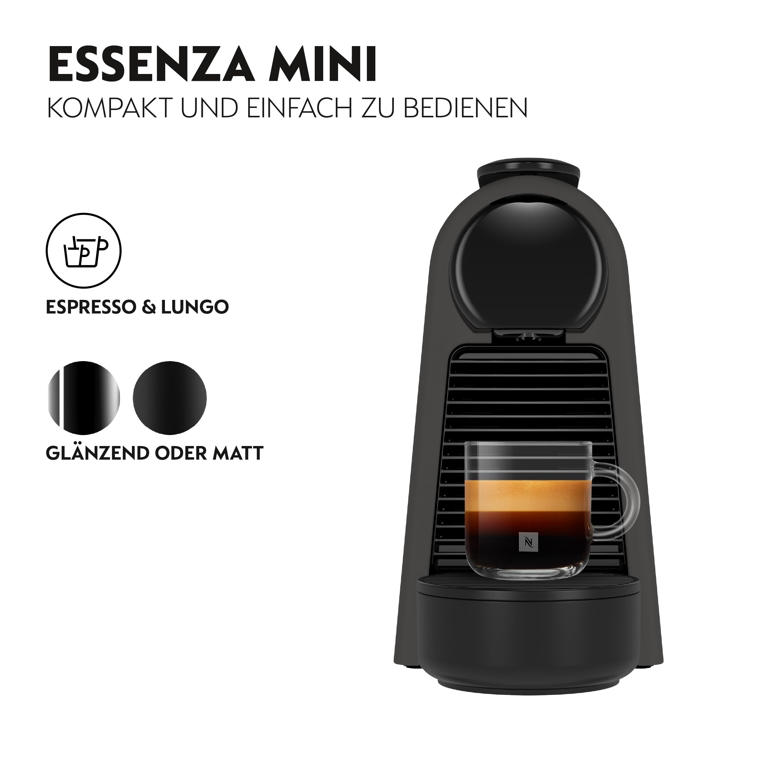 Essenza Mini EN85.BKMT – Kapselmaschine, 19 Bar, Mattschwarz – Premium Uswahl