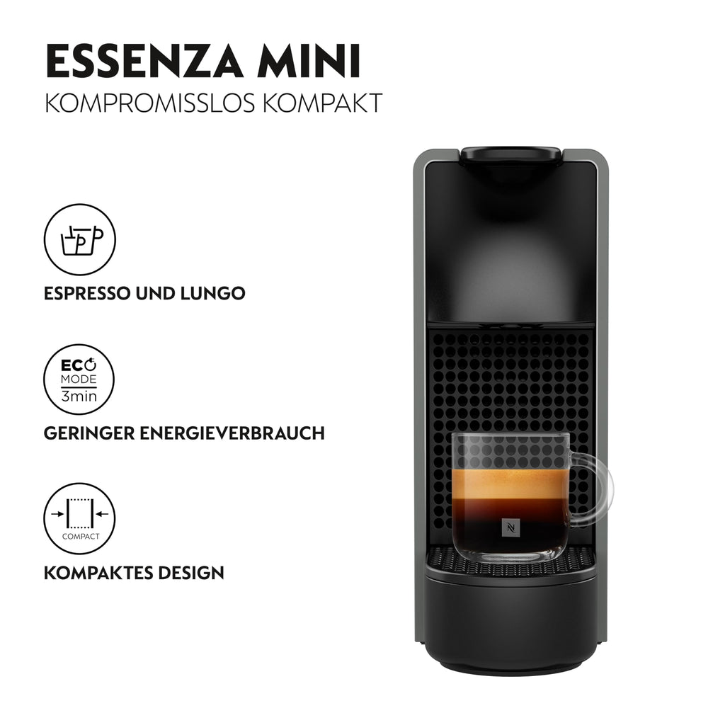 Essenza Mini XN110B – Kapselmaschine, 19 Bar, Ultrakompakt, Grau – Premium Uswahl