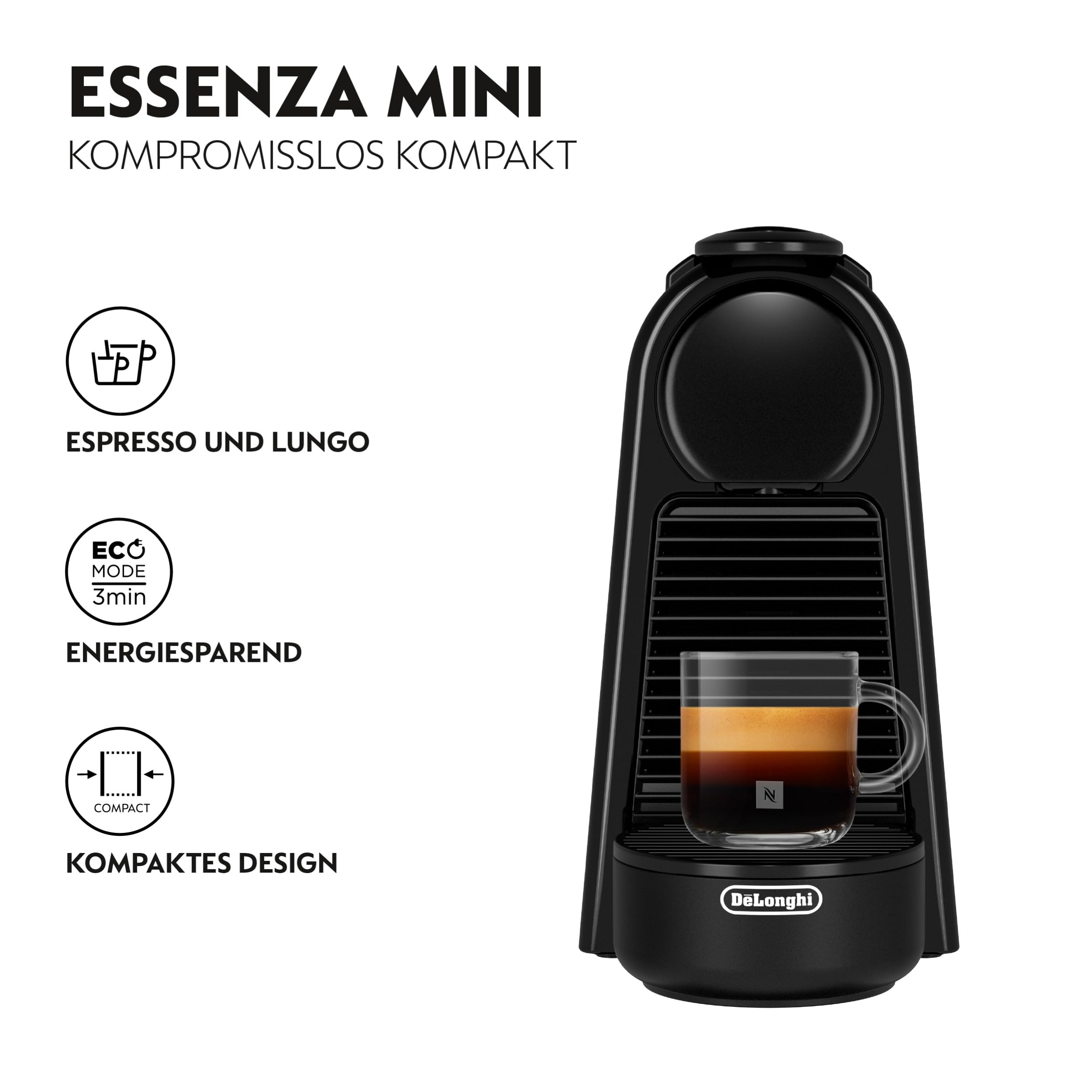Essenza Mini EN85.B – Kapselmaschine, 19 Bar, Kompakt, Schwarz – Premium Uswahl