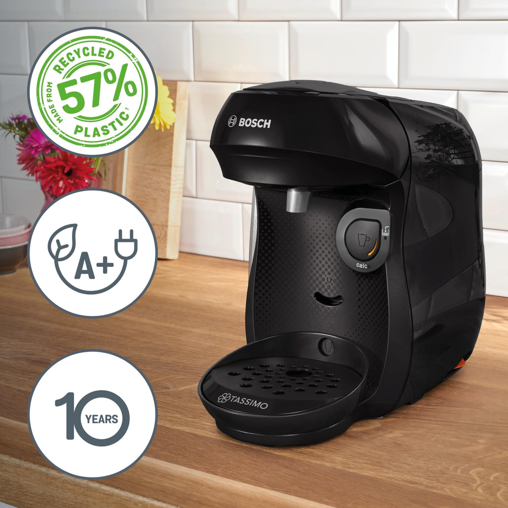 Tassimo Happy TAS1002 – Kapselmaschine, über 70 Getränke, INTELLIBREW™, 1400W, Schwarz – Premium Uswahl