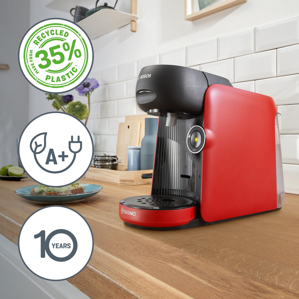 Tassimo Finesse TAS163E – Kapselmaschine mit IntensityBoost, über 70 Getränke, 1400W, Rot/Schwarz – Premium Uswahl