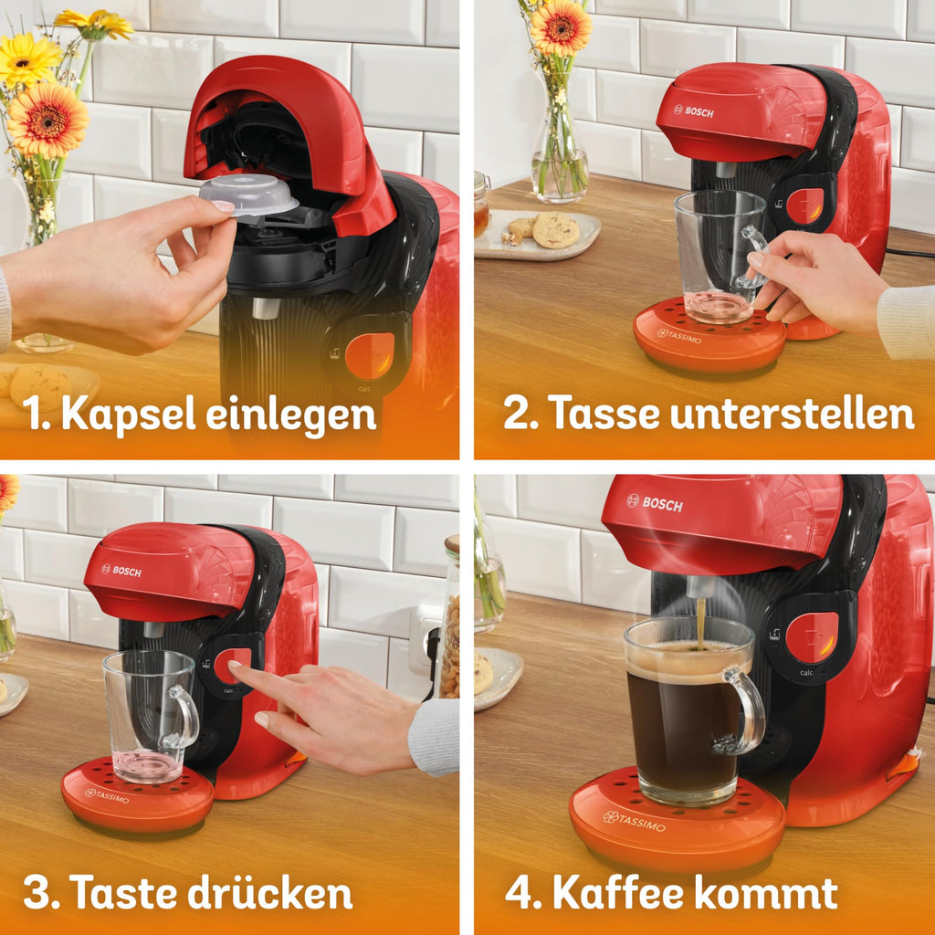 Tassimo Style TAS1103 – Kapselmaschine, über 70 Getränke, INTELLIBREW™, 1400W, Rot – Premium Uswahl