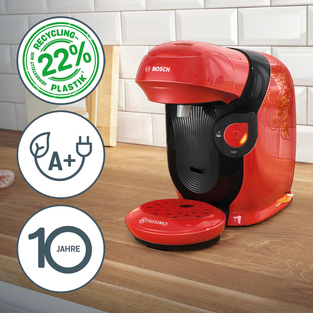 Tassimo Style TAS1103 – Kapselmaschine, über 70 Getränke, INTELLIBREW™, 1400W, Rot – Premium Uswahl