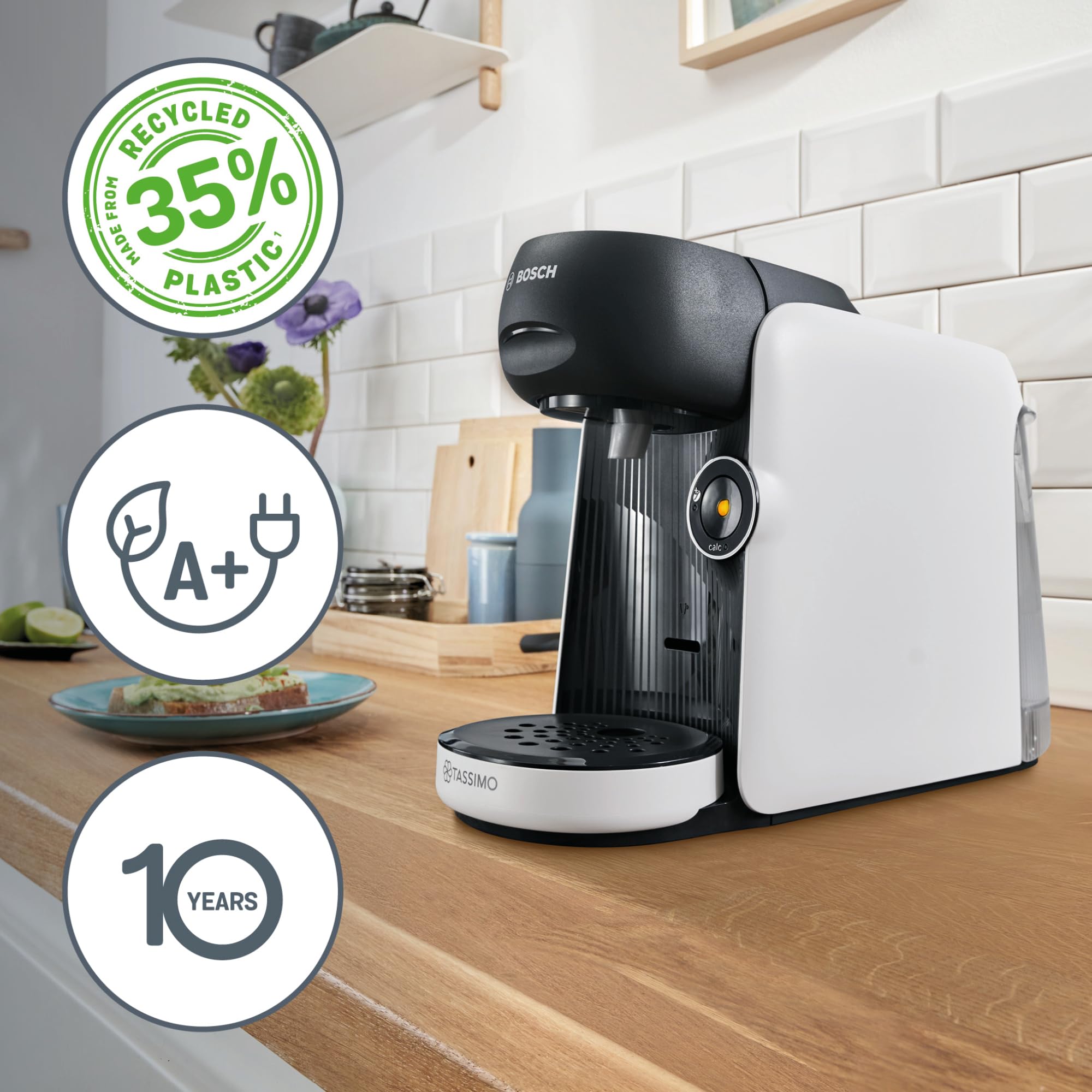 Tassimo Finesse TAS1104 – Kapselmaschine, IntensityBoost, über 70 Getränke, 1400W, Weiss/Schwarz – Premium Uswahl