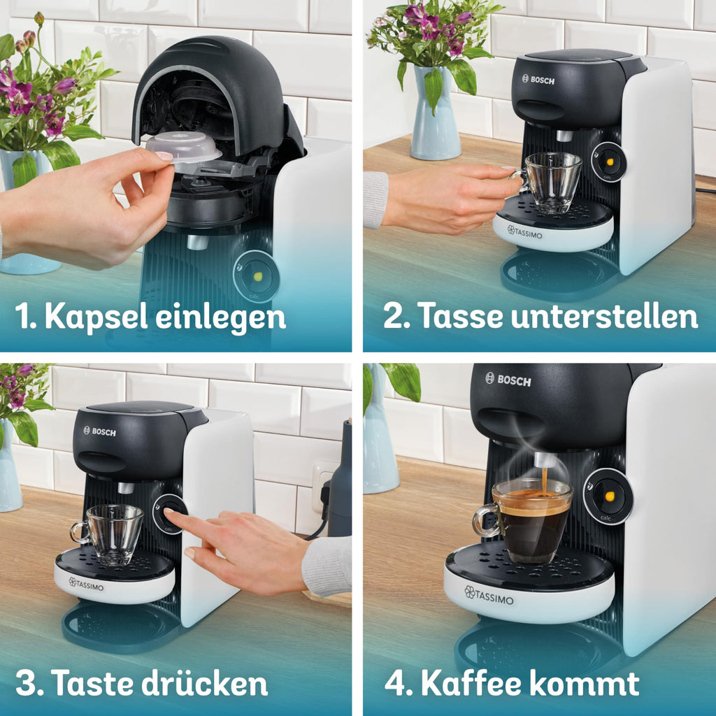 Tassimo Finesse TAS1104 – Kapselmaschine, IntensityBoost, über 70 Getränke, 1400W, Weiss/Schwarz – Premium Uswahl